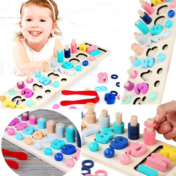 Układanka Drewniana Mozaika Koraliki Kulki Montess