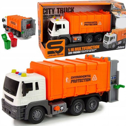 Duża śmieciarka Ciężarówka Zabawka dla dzieci z dźwiękiem światłem koszami