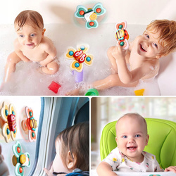 DUŻE SPINNERY Z PRZYSSAWKA 4szt GRZECHOTKA BIEDRONKA DO KARMIENIA KĄPIELI