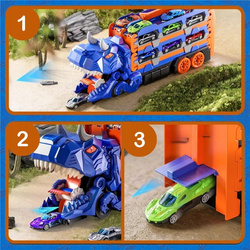 GIGANTYCZNY TYRANOZAUR SAMOCHÓD TOR WYŚCIGOWY 157 cm TRANSPORTERA TIR AUTO