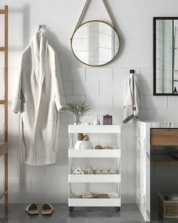 PÓŁKA ŁAZIENKOWA KUCHENNA SZAFKA NA KÓŁKACH REGAŁ 4 POZIOMOWY Z HACZYKAMI