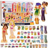 Drewniane Puzzle magnetyczne Ubranka Moda ubieranka 4 modelki ZA4807