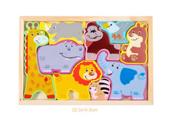 DREWNIANE PUZZLE UKŁADANKA ZWIERZETA ZWIERZĄTKA LEW SŁOŃ ZOO DLA DZIECI