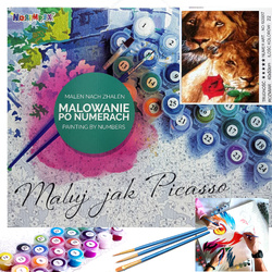 LWY OBRAZ Malowanie po numerach Obraz Lew i Lwica