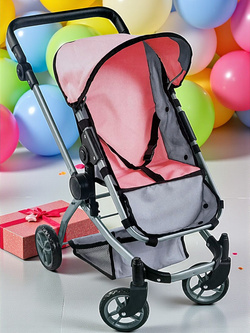 WÓZEK GONDOLA DLA LALEK LALKI GŁĘBOKI SPACEROWY ZABAWKA 2W1 DUŻE KÓŁKA