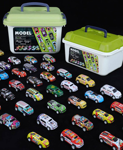 ZESTAW AUTEK z napędem W SKRZYNCE KUFERKU SAMOCHODÓW AUT Metalowe RESORAKI