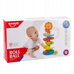 WIEŻA Z PIŁECZKAMI Tor dla piłeczek ZJEŻDŻALNIA kulek +KOSZ grzechotki