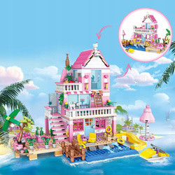 KLOCKI WILLA DLA LALEK ZESTAW KLOCKÓW RÓŻOWY DOMEK DZIEWCZYNKI NA PREZENT