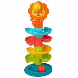 WIEŻA Z PIŁECZKAMI Tor dla piłeczek ZJEŻDŻALNIA kulek +KOSZ grzechotki