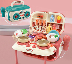 ZESTAW kuchenny KUCHNIA W WALIZCE RADIO zabawka do pokoju dla dzieci 2w1