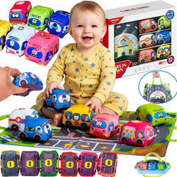 ZESTAW MIĘKKICH AUTEK I MATA EDUKACYJNA DLA NAJMŁODSZYCH TORBA MIĘKKIE AUTA