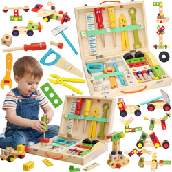 DREWNIANY ZESTAW NARZĘDZIA DLA MAJSTERKOWICZA WARSZTAT SKRZYNKA WALIZKA 35e