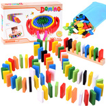Drewniane kolorowe DOMINO klocki 300 ele ZA3861