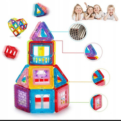 KLOCKI MAGNETYCZNE KONSTRUKCYJNE 3D EDUKACYJNE UKŁADANKA 45 elem DLA DZIECI