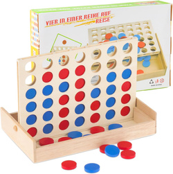 Drewniana Gra Line Up 4 W Linii Rzędzie Logiczna Układanka Ułóż Kolory Duża