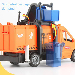 AUTO ŚMIECIARKA CIĘŻARÓWKA Z PODNOSZONYM ŚMIETNIKIEM 2x kosze DRZWI Św/Dźw