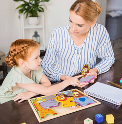 DREWNIANE PUZZLE UKŁADANKA ZWIERZETA ZWIERZĄTKA LEW SŁOŃ ZOO DLA DZIECI