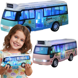Interaktywny Autobus Szkolny Wakacyjny ZABAWKA AUTO Dźwięk Świata LED Napęd