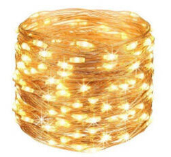 LAMPKI DRUCIKI BIAŁE CIEPŁE 100 LED 10M CHOINKOWE NA BATERIE ŚWIATEŁKA