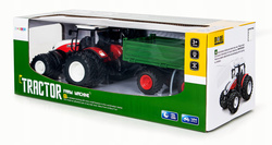 DUŻY TRAKTOR Z PRZYCZEPĄ CIAGNIK Zdalnie sterowany na PILOT Świeci LED