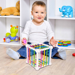 KOSTKA ZRĘCZNOŚCIOWA KLOCKI SENSORYCZNE WIEŻA GRA ZABAWKA DLA MAŁYCH DZIECI
