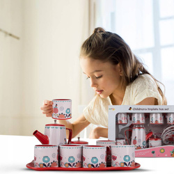 ZESTAW DO HERBATKI METALOWY W KWIATKI DLA DZIECI