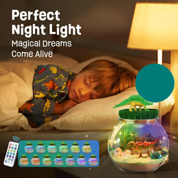 TERRARIUM KULA Z DINOZAURAMI ZESTAW LAMPKA NOCNA LED NA PILOT DLA DZIECI