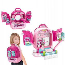 Toaletka Zestaw Piękności i Domek dla Lalki w Walizce PLECAK Zabawka Dzieci