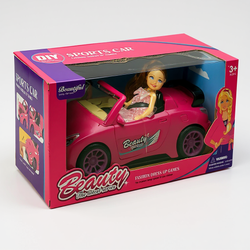 KABRIOLET AUTO DLA LALKI LALEK RÓŻOWY ZESTAW ZABAWKA LALKA DLA DZIEWCZYNKI