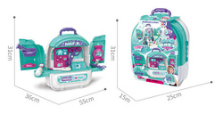 DUŻY OTWIERANY DOMEK Z LALKA W PLECAKU I ZESTAW LEKARZ DOKTOR DO ZABAWY 3w1