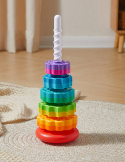 ZAKRĘCONA WIEŻA ZABAWKI DO UKŁADANIA EDUKACYJNE DLA DZIECI SENSORYCZNE +12m