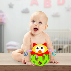 MIEKKA PIŁKA GRZECHOTKA SENSORYCZNA GUMOWA SÓWKA GRYZAK DLA DZIECI