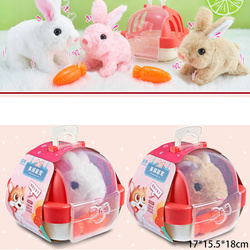 ZAJĄCZEK KRÓLICZEK z domkiem i z marchewką do karmienia Chodzi z dźwiękami