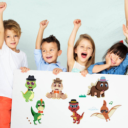 NAKLEJKI DINOZAURY ZESTAW 12x arkusz NAKLEJEK oczy okulary dla dzieci 240sz