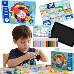 MALOWANIE PIASKIEM POJAZDY ZESTAW KREATYWNY OBRAZKI DO MALOWANIA DLA DZIECI