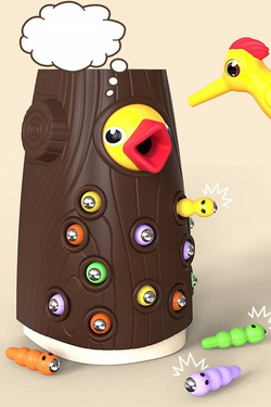 GRA MAGNETYCZNA DZIĘCIOŁ ROBACZKI DZIECIECA ZABAWKA DO GRANIA DLA DZIECI