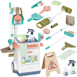 ZESTAW DO SPRZĄTANIA ODKURZACZ NA BATERIE I WÓZEK ZABAWKA DLA DZIECI - 20el