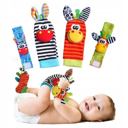 GRZECHOTKI DLA NIEMOWLĄT OPASKI NA RĄCZKI SKARPETKI SENSORYCZNE 3D MIĘKKIE