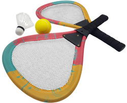 ZESTAW DO GRY W BADMINTON z miękką piłką i lotką Plażowe paletki rakietki