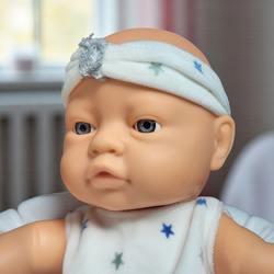 LALKA BOBAS CHŁOPCZYK 42 CM REALISTYCZNY STRÓJ SPORTOWY BUTELKA SMOCZEK