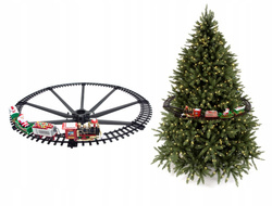 ŚWIĄTECZNY POCIĄG KOLEJKA I TORY MIKOŁAJ NA CHOINKĘ POD OZDOBA LED DŹWIĘKI