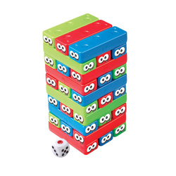 CHWIEJĄCA SIĘ WIEŻA RODZINNA GRA TOWARZYSKA Z OCZAMI I KOSTKĄ KLOCKI BLOKI