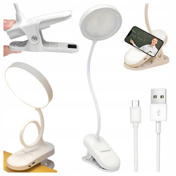 BEZPRZEWODOWA LAMPKA LED DO CZYTANIA NA KLIPS NOCNA BIURKO PRACY 3 TRYBY