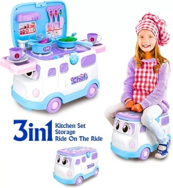 JEŹDZIK ZESTAW 3W1 ZABAWKA AUTO KUCHNIA I GARNKI NA PREZENT DLA DZIECI