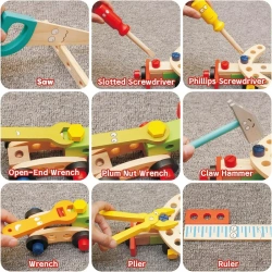 DREWNIANY ZESTAW NARZĘDZIA DLA MAJSTERKOWICZA WARSZTAT SKRZYNKA WALIZKA 35e