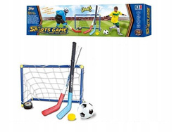 ZESTAW DO GRY w UNIHOKEJA i BRAMKA PIŁKARSKA DLA DZIECI KIJE KRĄŻEK PIŁKA