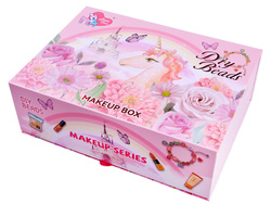 Zestaw do Makijażu Kuferek Kosmetyki Lusterko Szuflady 18 kolorów 5 brokaty