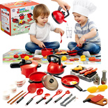 ZESTAW KUCHENNY KUCHNIA GARNKI CZAINIK SZTUĆCE AKCESORIA KUCHENNE CZERWONE