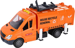 AUTO ŚMIECIARKA CIĘŻARÓWKA Z PODNOSZONYM ŚMIETNIKIEM 2x kosze DRZWI Św/Dźw