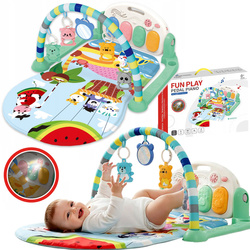 MATA EDUKACYJNA Z PIANINKIEM GRZECHOTKI LUSTRO GRYZAKI DLA NIEMOWLĄT DZIECI